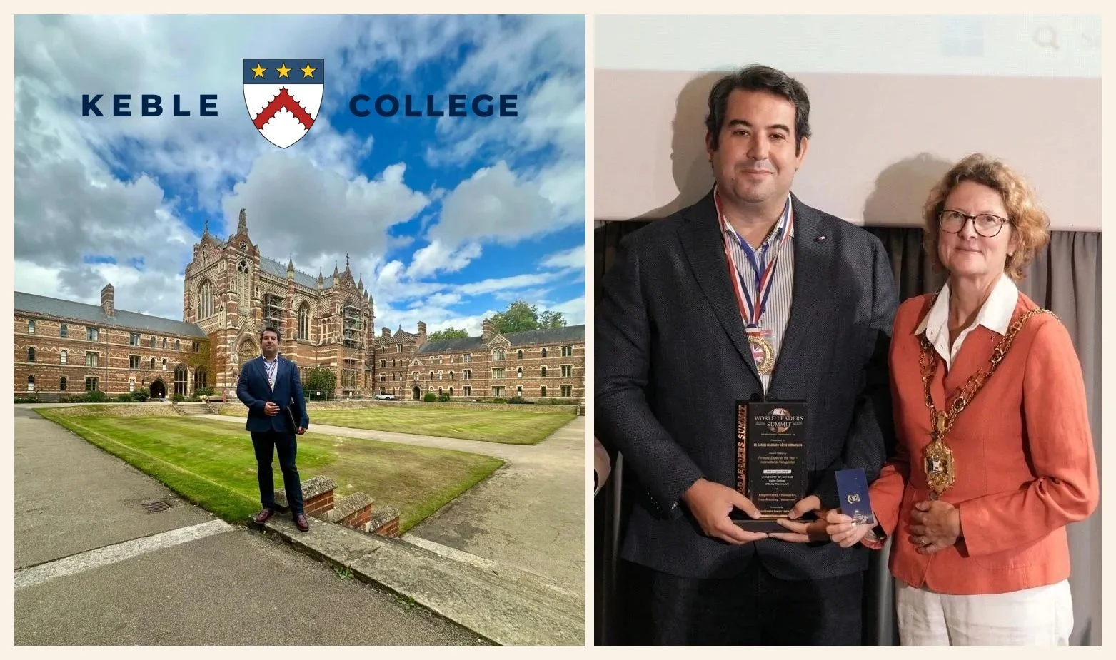 Carlos Cuadrado Gómez-Serranillos con Louise Upton en Keble College, Oxford, 2025