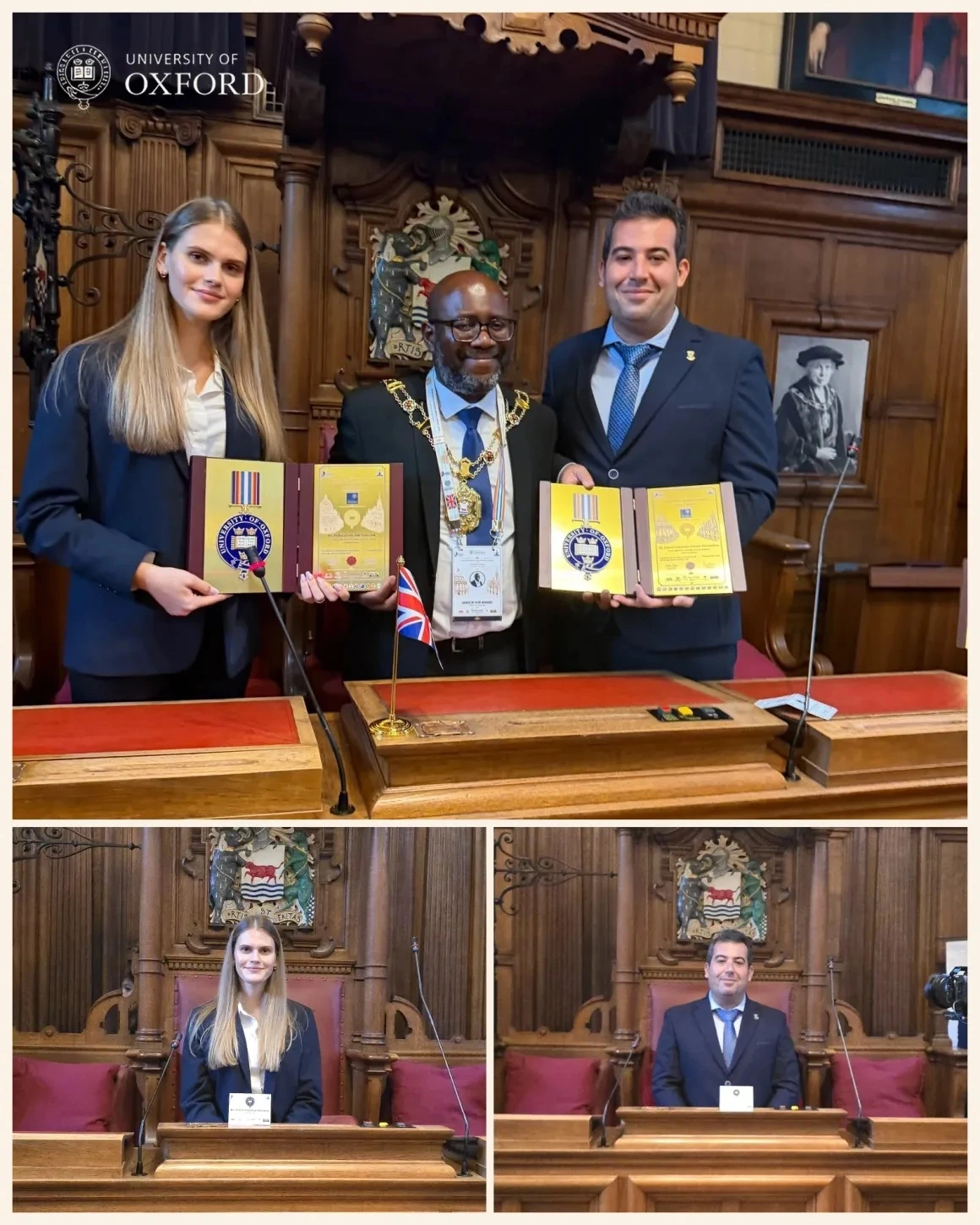 Carlos Cuadrado Gómez-Serranillos y Polina Poloziuk con Chewe Munkonge en Oxford Town Hall, 2026